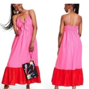 Pink and Red Maxi Dress